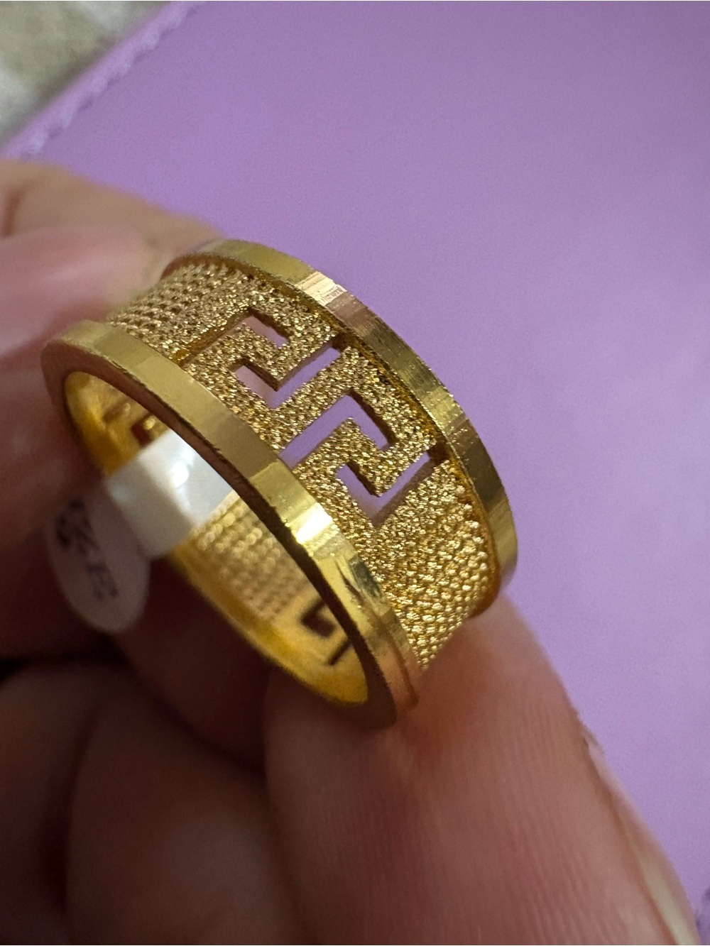 Gold Tone Textured Cutout Band Ring